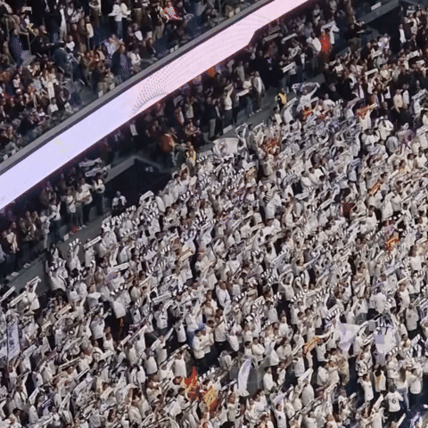 El Bernabéu animando en un partido
