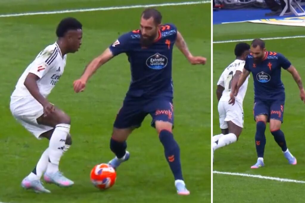 ¡OH! El regate de fantasía que firmó Vinicius y levantó al Bernabéu El caño de Vinicius a Borja Iglesias