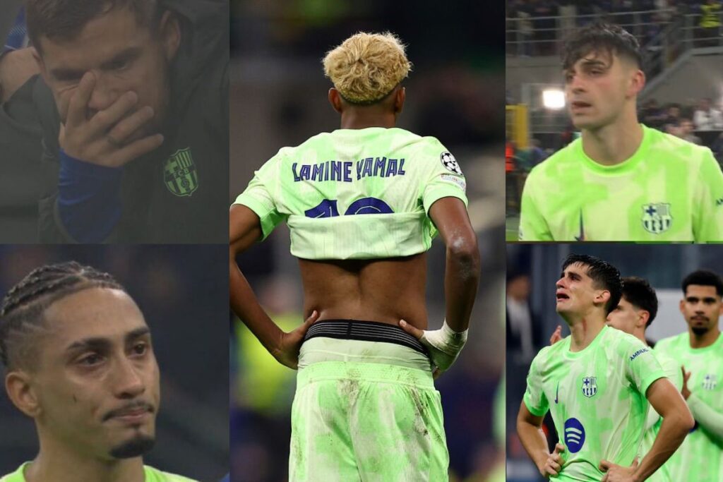 Tristeza de los jugadores del Barça en Milán