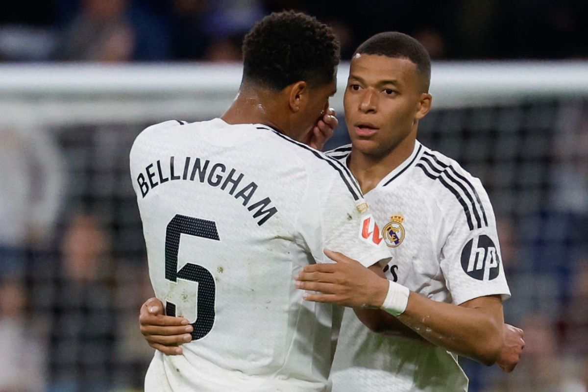 Bellingham y Mbappé celebrando un gol