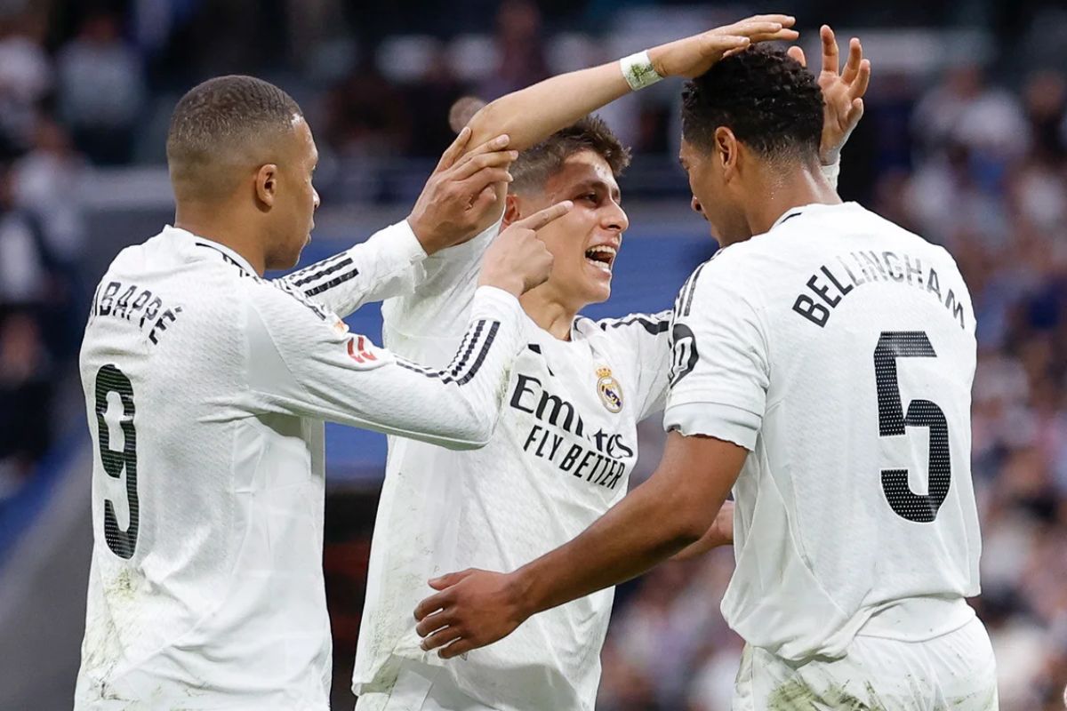 El Real Madrid celebrando un gol en el Bernabéu