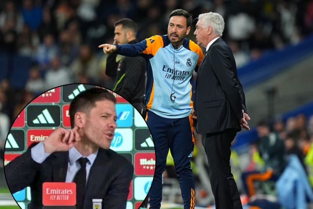 Davide Ancelotti lo ficha del Real Madrid de Xabi: firma a la vista Davide Ancelotti hablando con Carlo y al lado Xabi Alonso en rueda de prensa