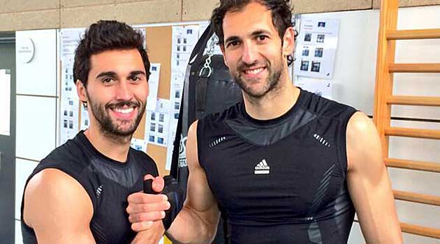 Arbeloa con Diego López en el gimnasio