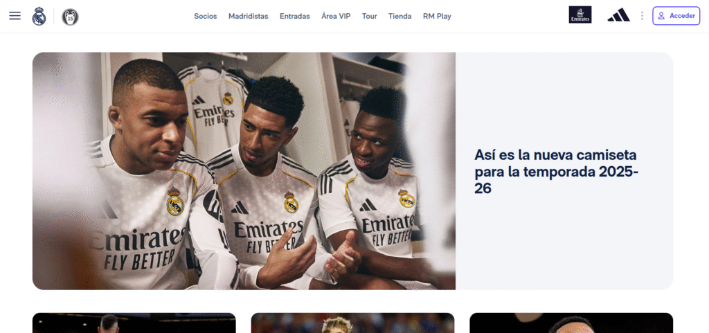 La captura de pantalla de la web del Real Madrid por presentar la camiseta