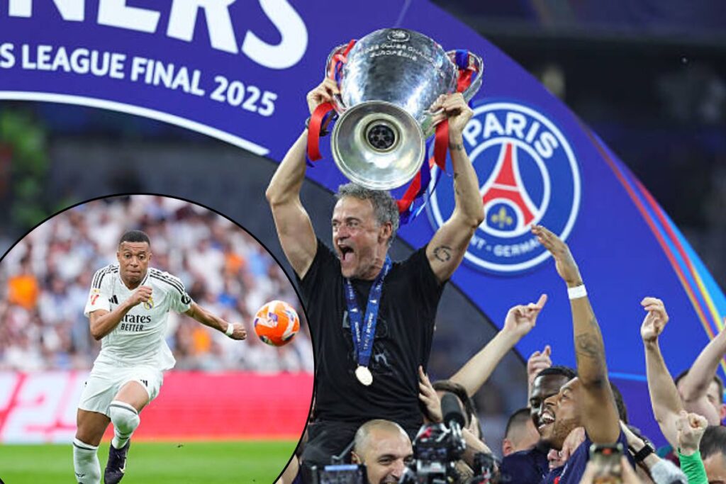 Luis Enrique le da la excusa perfecta a Xabi con Mbappé Luis Enrique con la Champions y Mbappé en un círculo