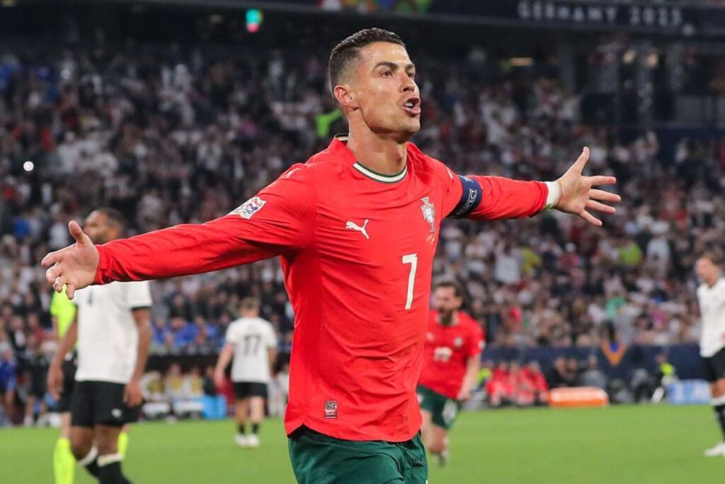 Cristiano Ronaldo celebrando su gol contra Alemania