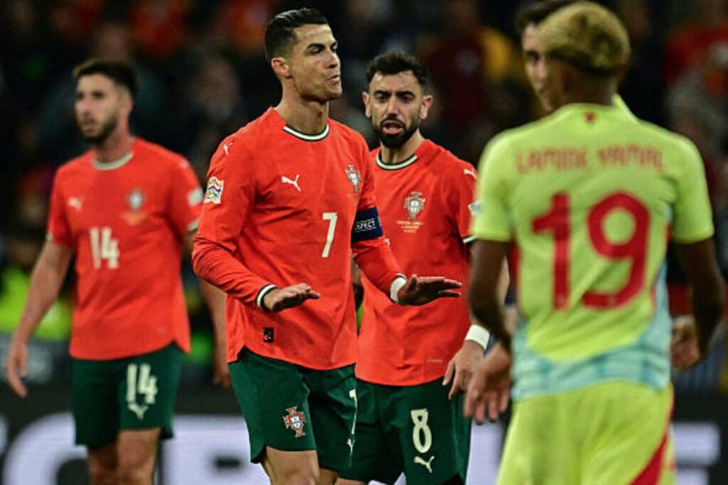 Cristiano Ronaldo celebrando su gol a España
