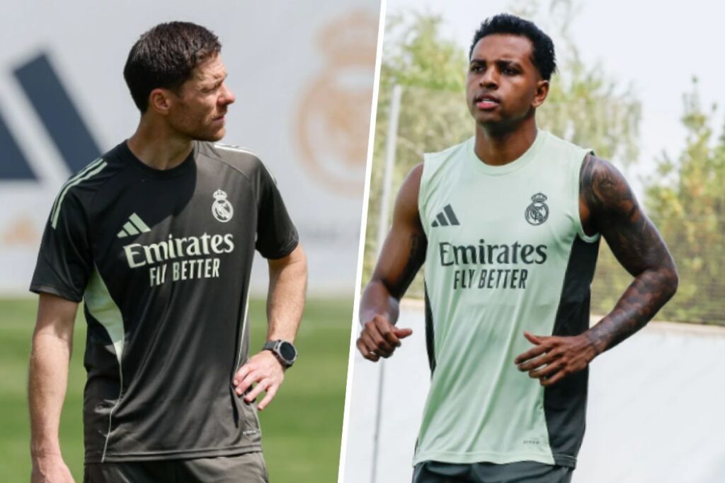 Xabi y Rodrygo en el entrenamiento del Real Madrid