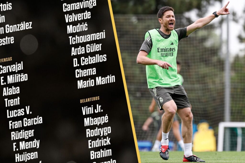 Xabi entrenando y al lado la lista de convocados para el Mundial