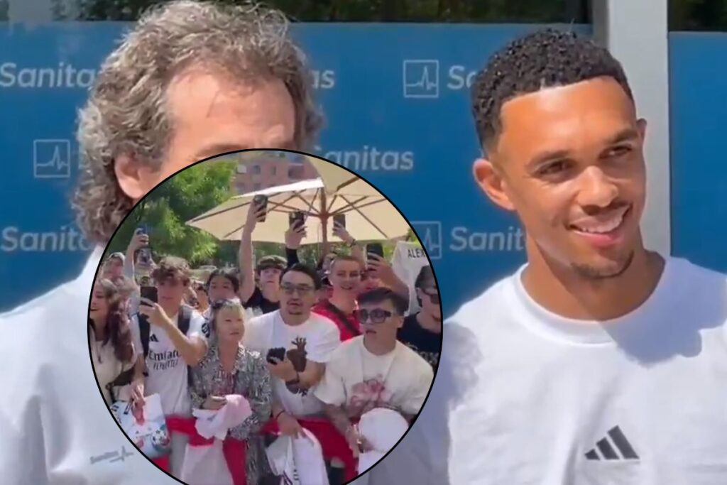 Arnold pasa el reconocimiento médico en La Moraleja… y bajo expectación de galáctico Alexander-Arnold en Sanitas y un círculo con los aficionados que le esperaban