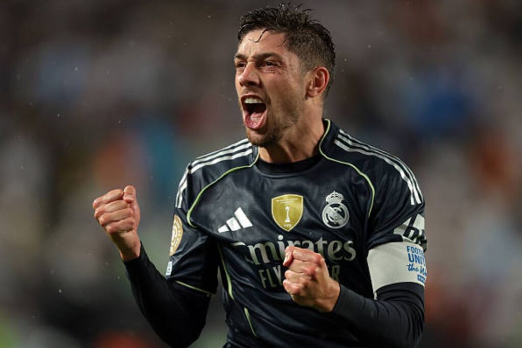 Fede Valverde celebrando un gol con el Real Madrid