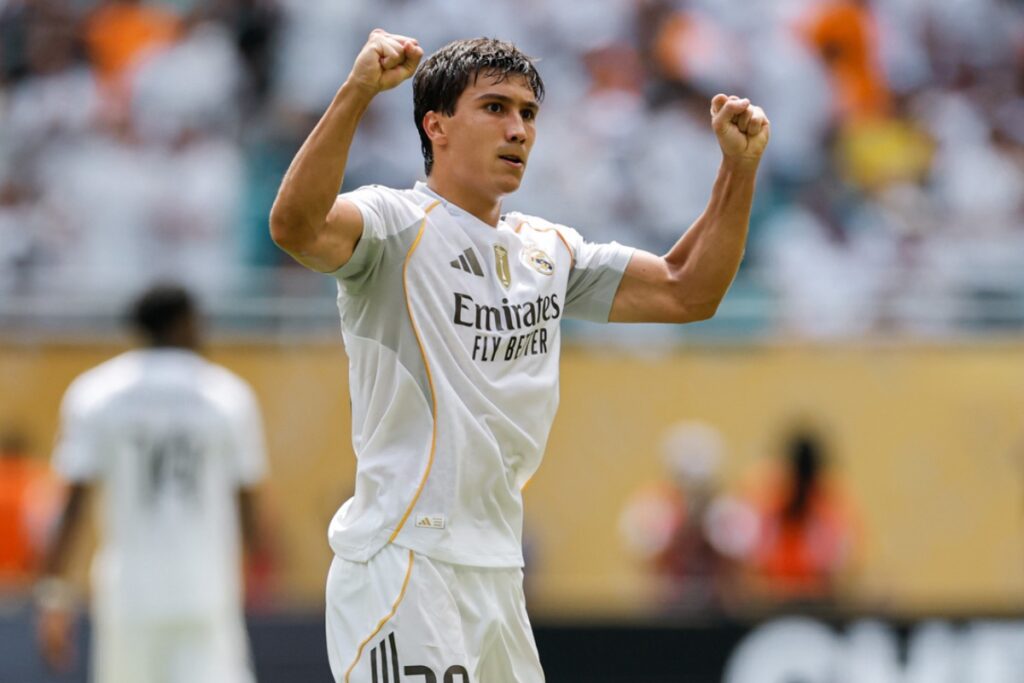 Gonzalo celebra su tanto frente al Al-Hilal. Foto: @realmadrid.