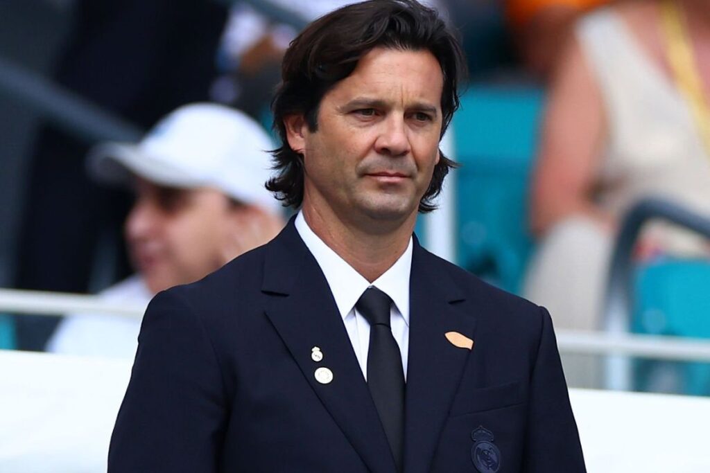 Solari en un partido con el Real Madrid