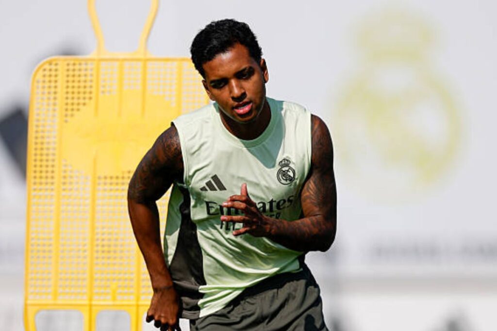Rodrygo en un entrenamiento con el Real Madrid