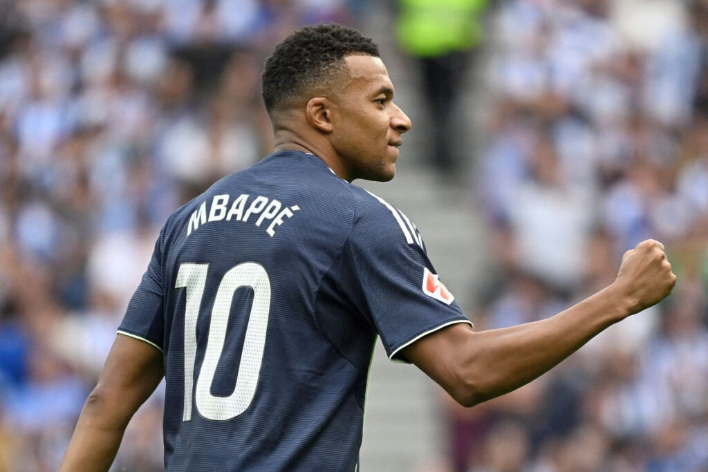 Mbappé celebra el gol en Anoeta (Getty)