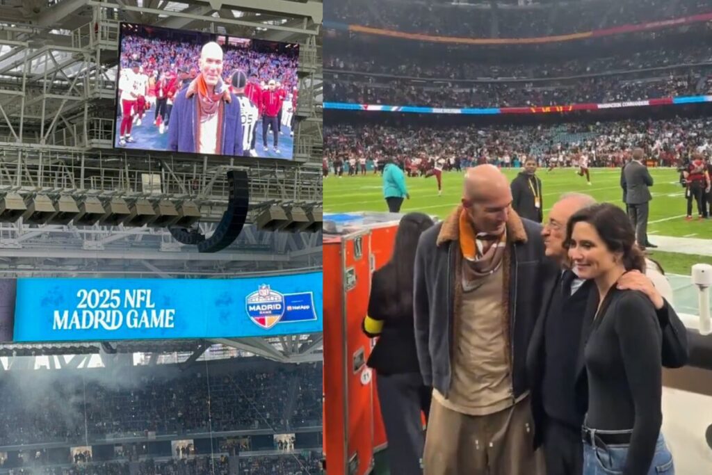Fiesta de la NFL en el Bernabéu: Zidane representó al Real Madrid con Florentino